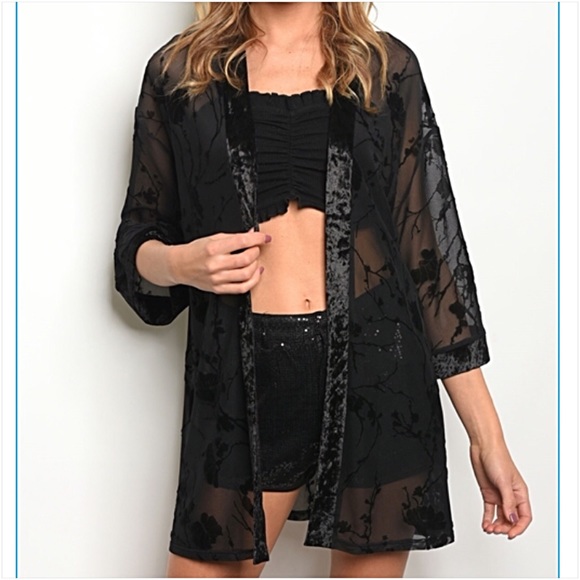Beautiful Cardi Kimono Wrap Velvet Mesh SM - Picture 4 of 8